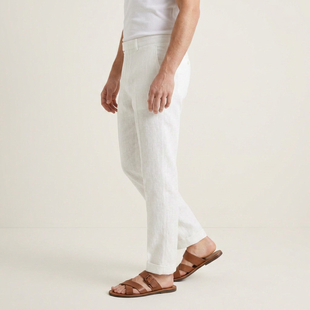 Pantalon Homme Tailleur Coupe Droite Pli Marqué