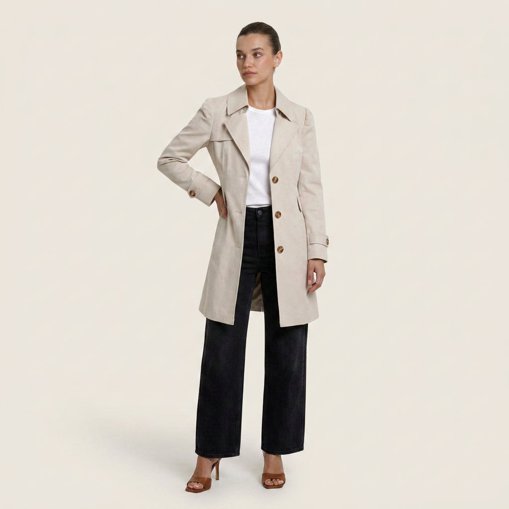 Trench Femme Long à Coupe Cintrée