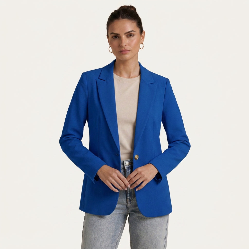 Blazer Femme Long à Bouton Unique