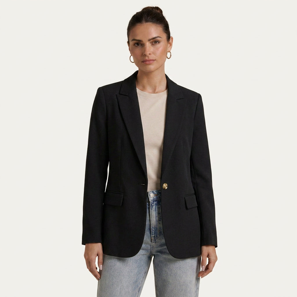 Blazer Femme Long à Bouton Unique