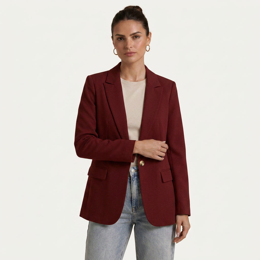 Blazer Femme Long à Bouton Unique