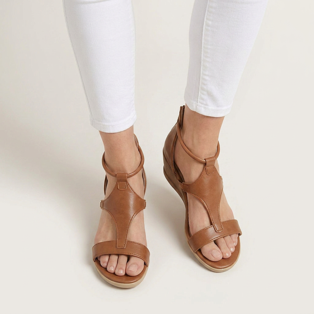 Sandales Compensées Femme Bride T Fermeture Boucle
