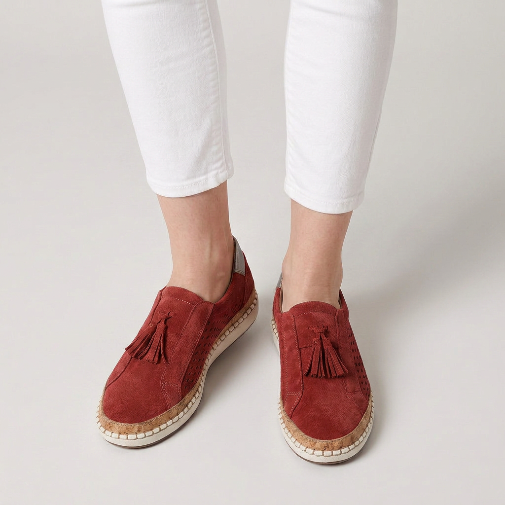 Mocassins Femme Pampilles Perforés À Enfiler