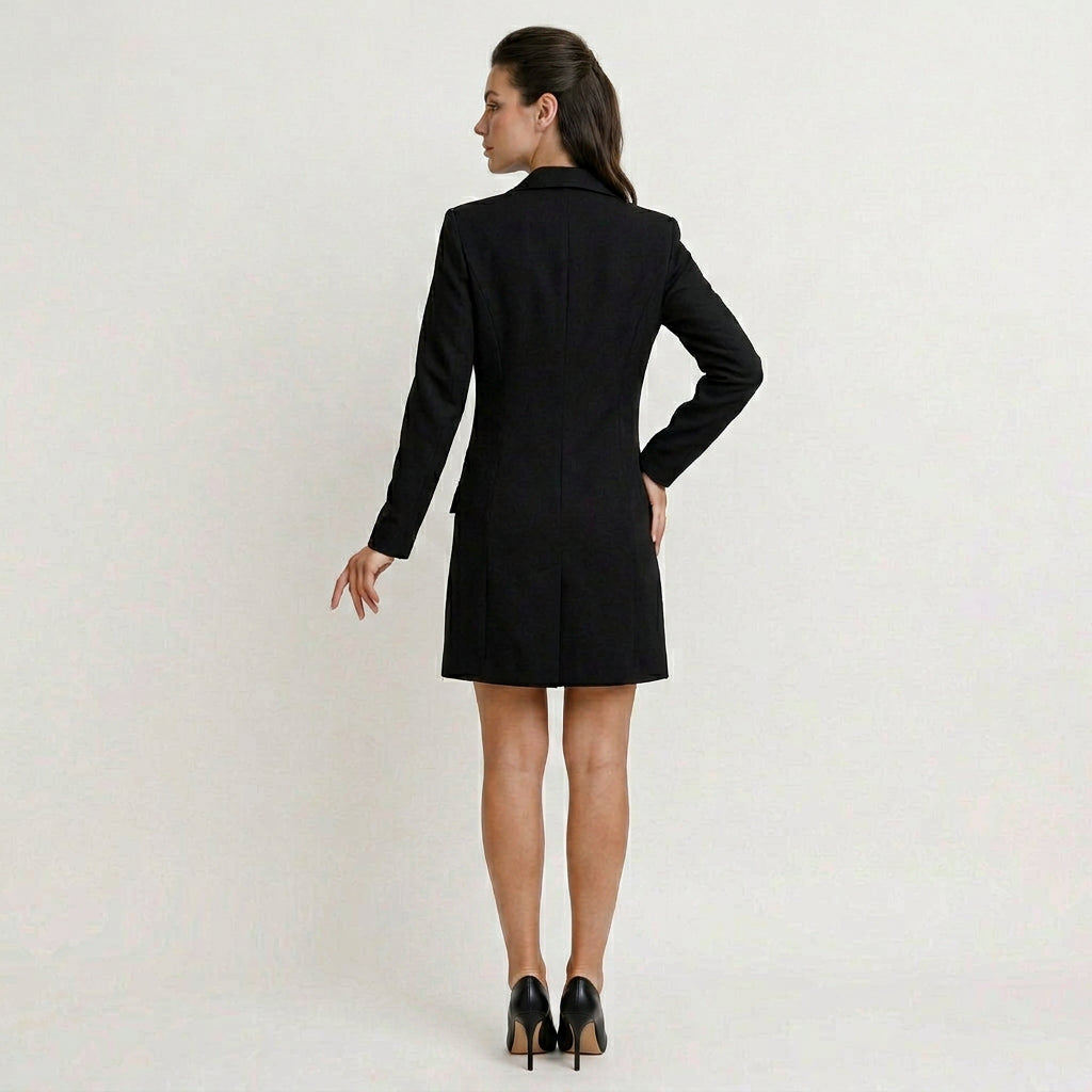 Robe Blazer Femme Croisée Boutons Dorés Ajustée