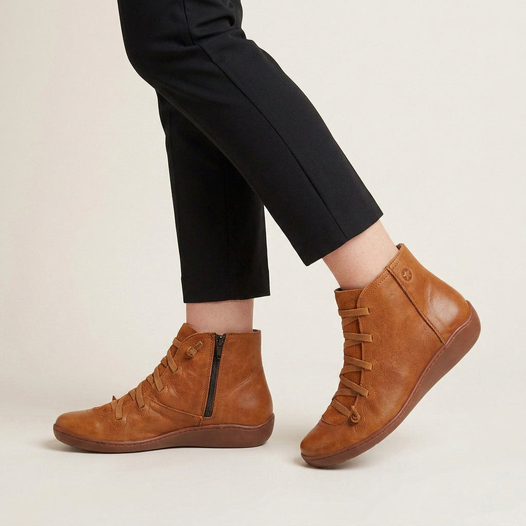 Bottines à Lacets Femme à Talon Compensé
