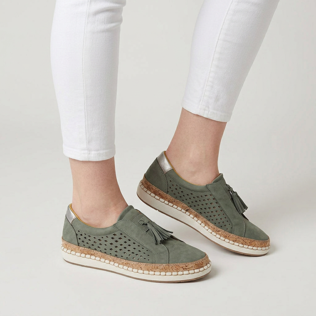 Mocassins Femme Pampilles Perforés À Enfiler