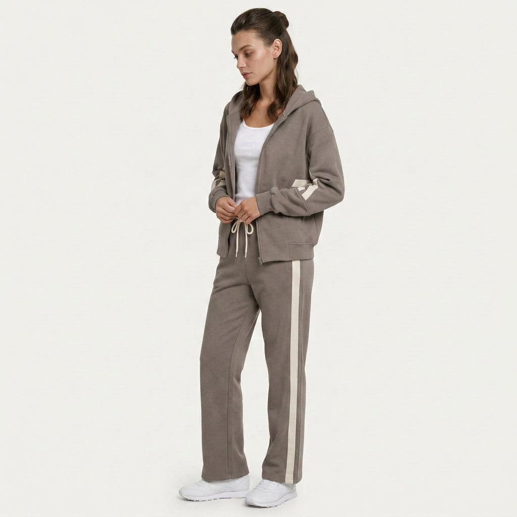 Ensemble Survêtement Femme Capuche Zippée Pantalon Large