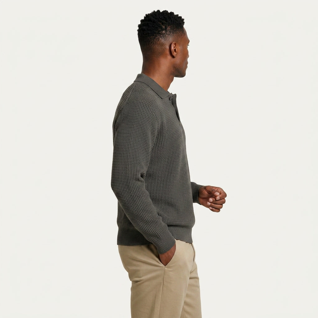 Pull Col Polo Homme en Maille