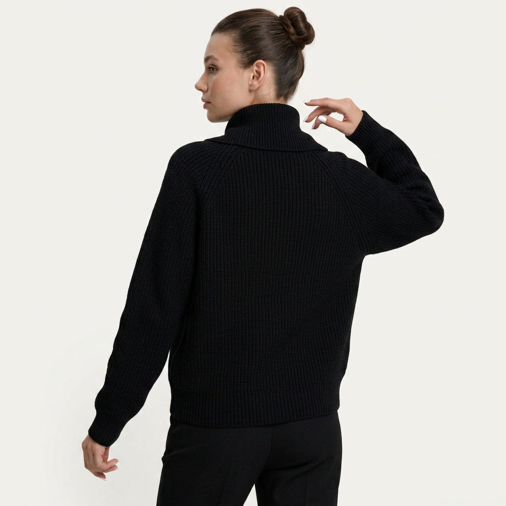Pull Femme en Maille à Col Châle Boutonné