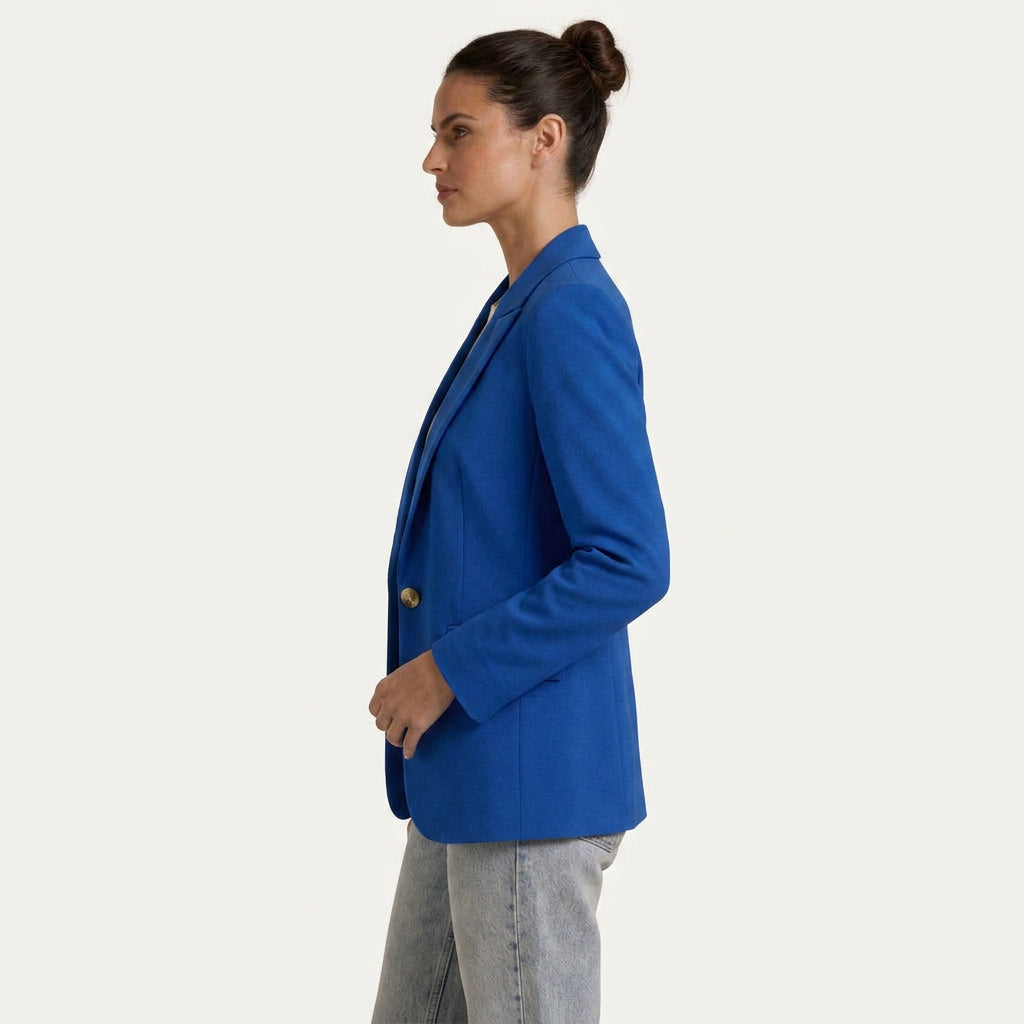 Blazer Femme Long à Bouton Unique