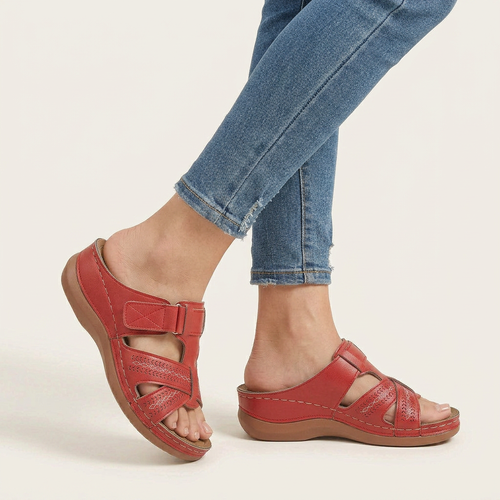 Sandales Compensées Femme Brides Ajourées Design Ouvert