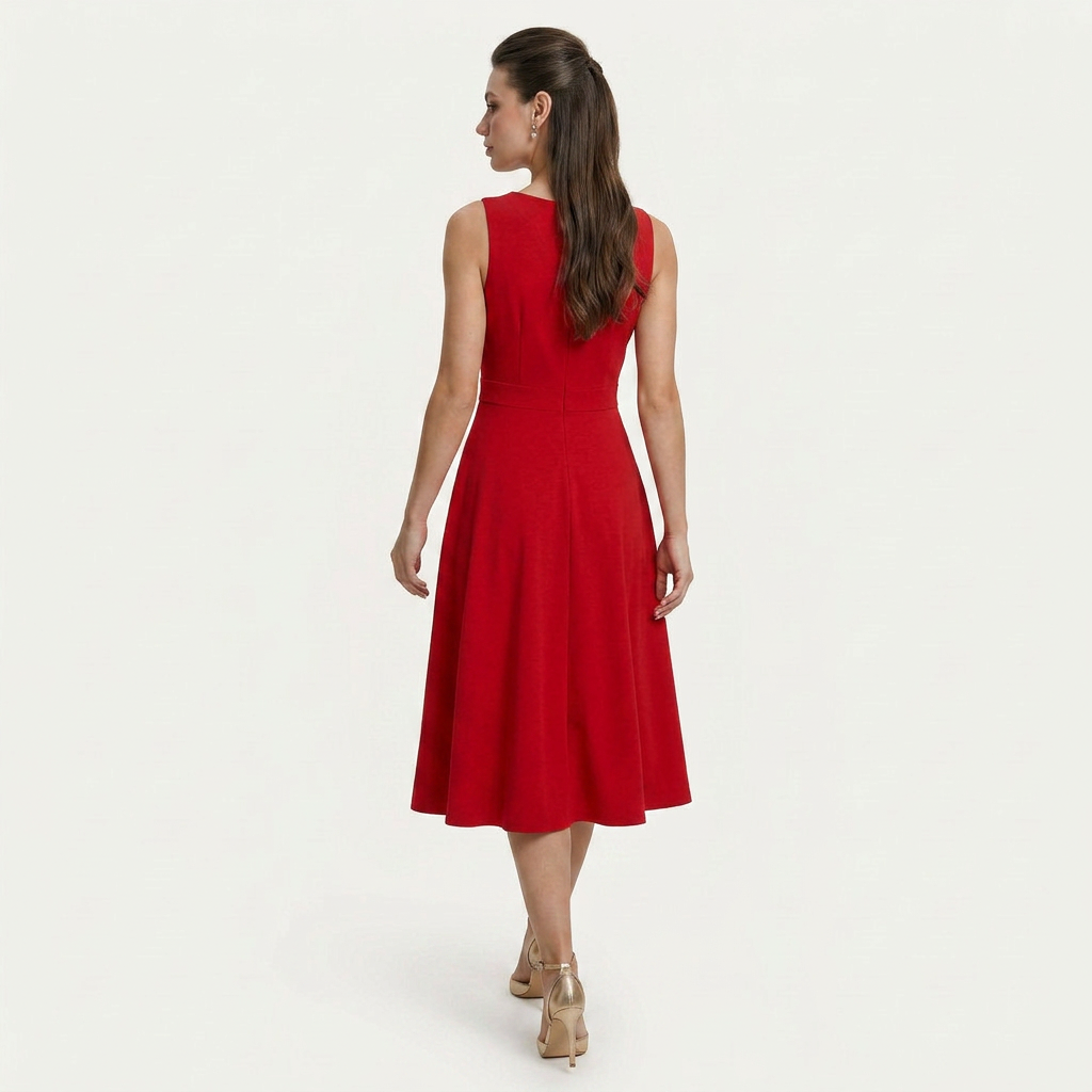Robe Midi Femme Sans Manches Col Croisé