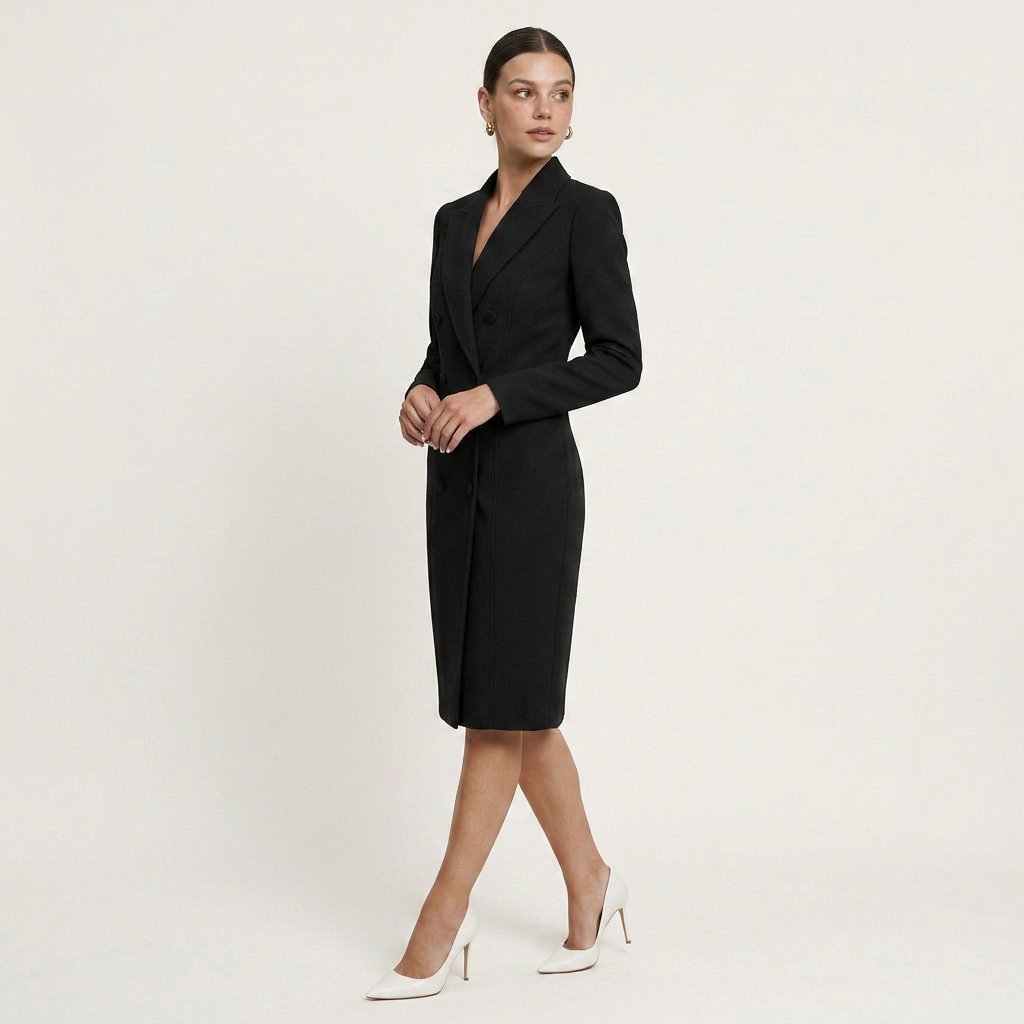 Robe Blazer Midi Femme Croisée Coupe Ajustée
