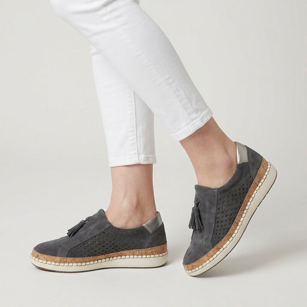 Mocassins Femme Pampilles Perforés À Enfiler