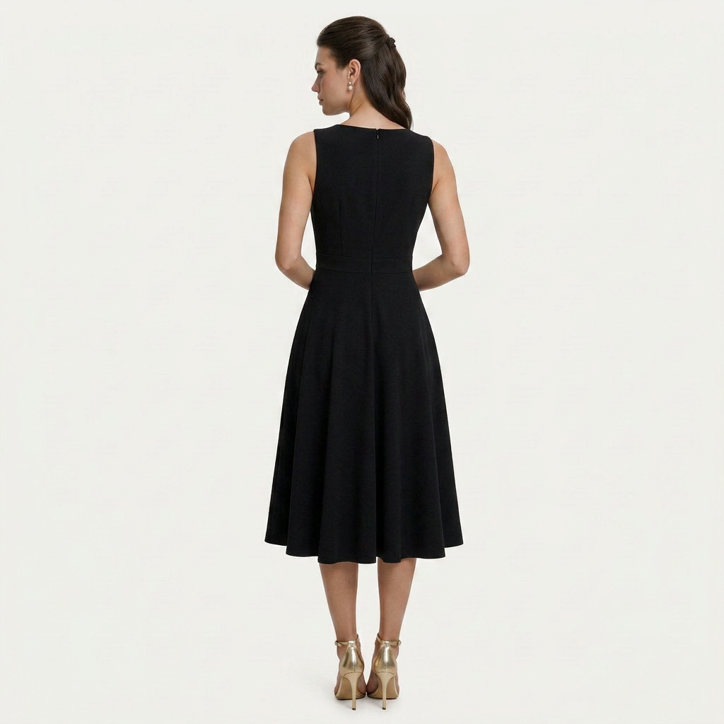 Robe Midi Femme Sans Manches Col Croisé