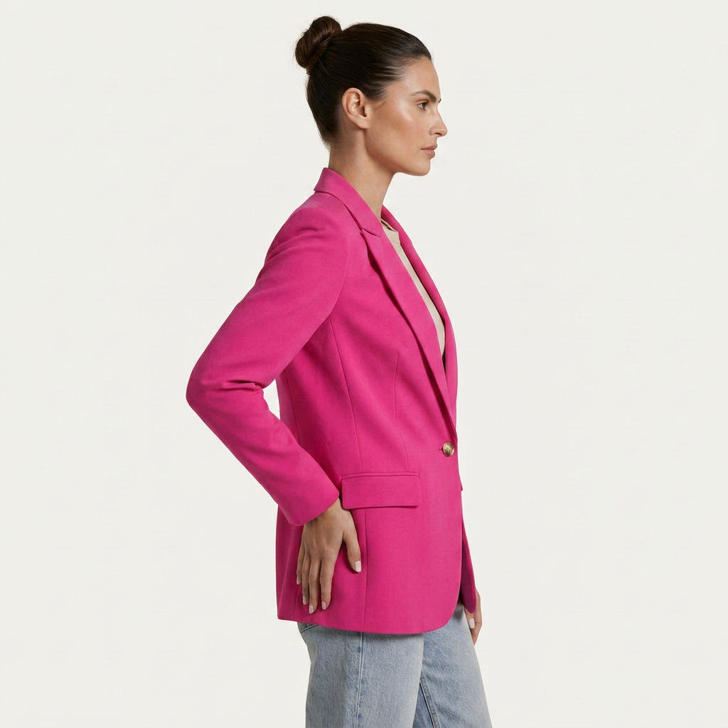 Blazer Femme Long à Bouton Unique