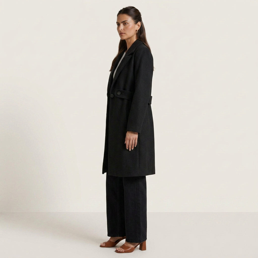 Manteau Long Femme à Revers Cintré