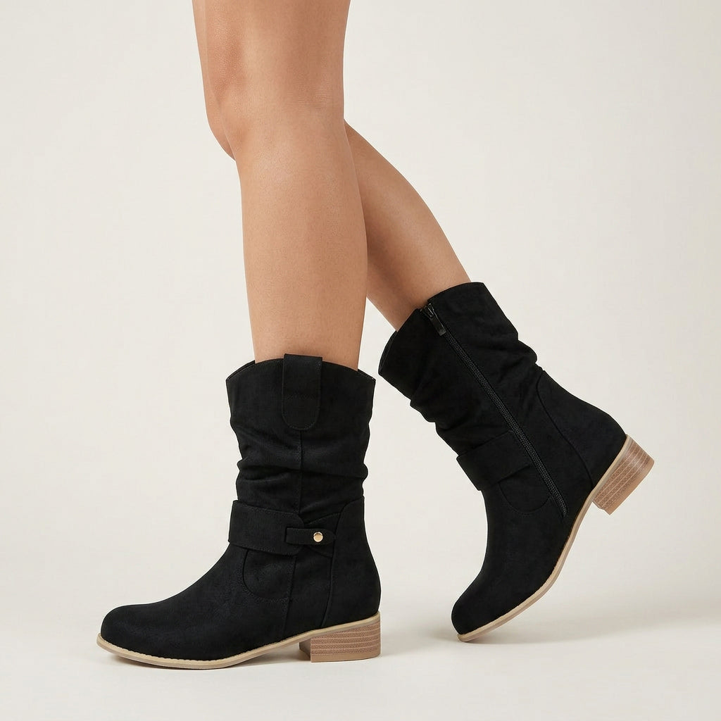 Bottines Femme Effet Daim à Talon Bas