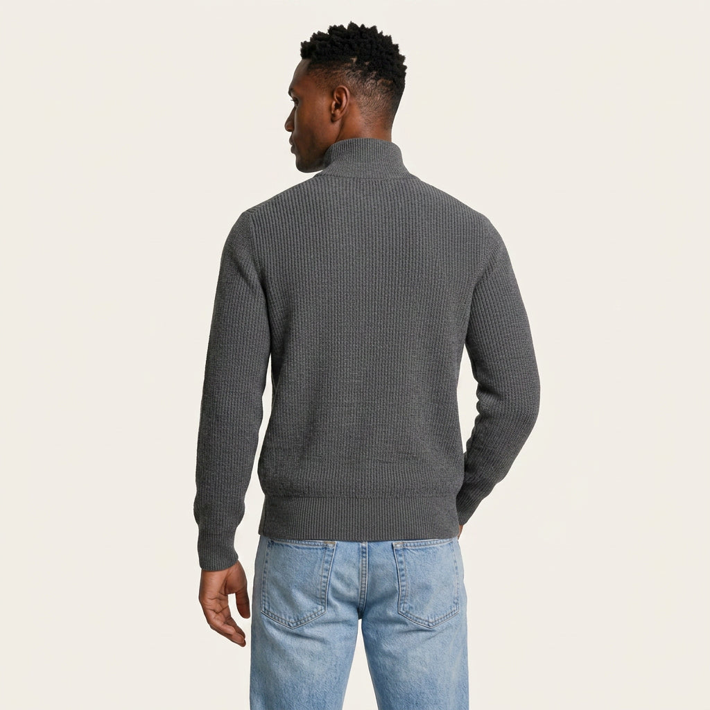 Gilet Homme Zippé en Maille Col Montant