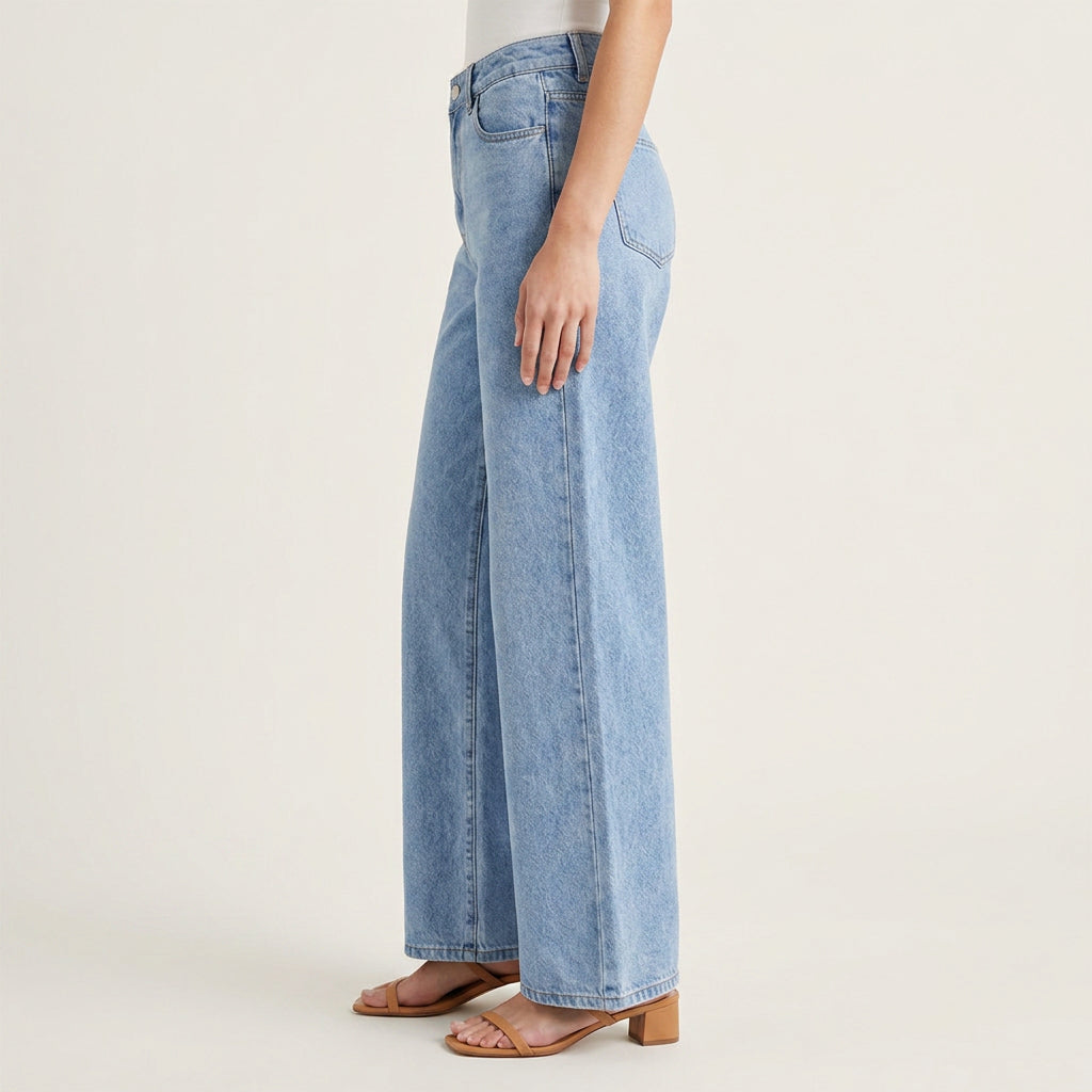 Jean Large Femme Taille Haute Stretch