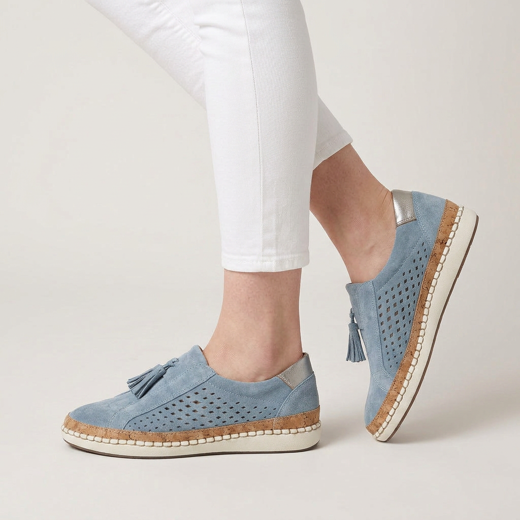 Mocassins Femme Pampilles Perforés À Enfiler