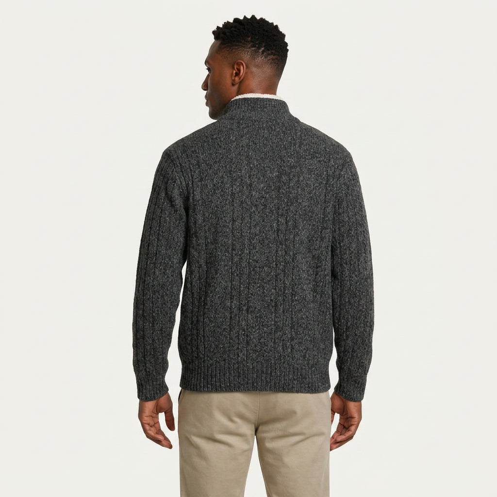 Gilet Homme Zippé en Maille Torsadée Col Montant