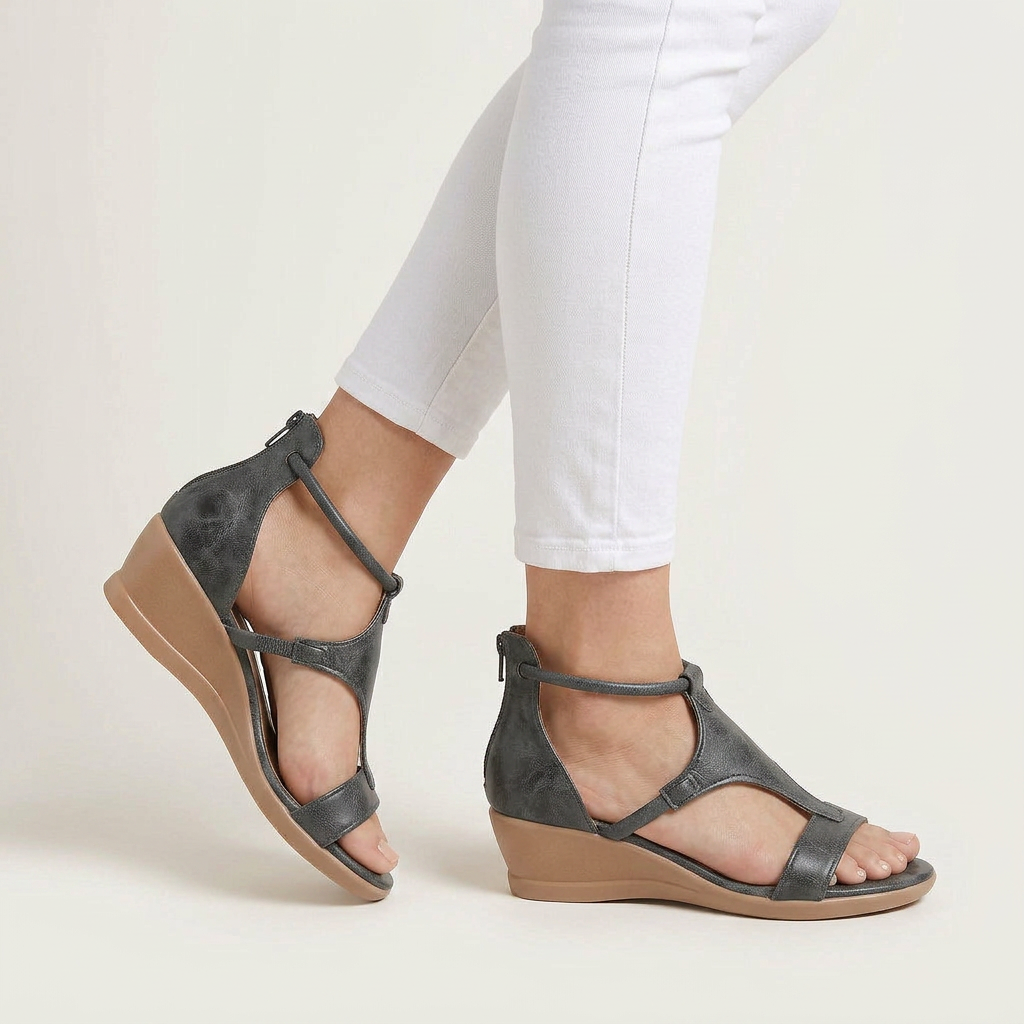 Sandales Compensées Femme Bride T Fermeture Boucle
