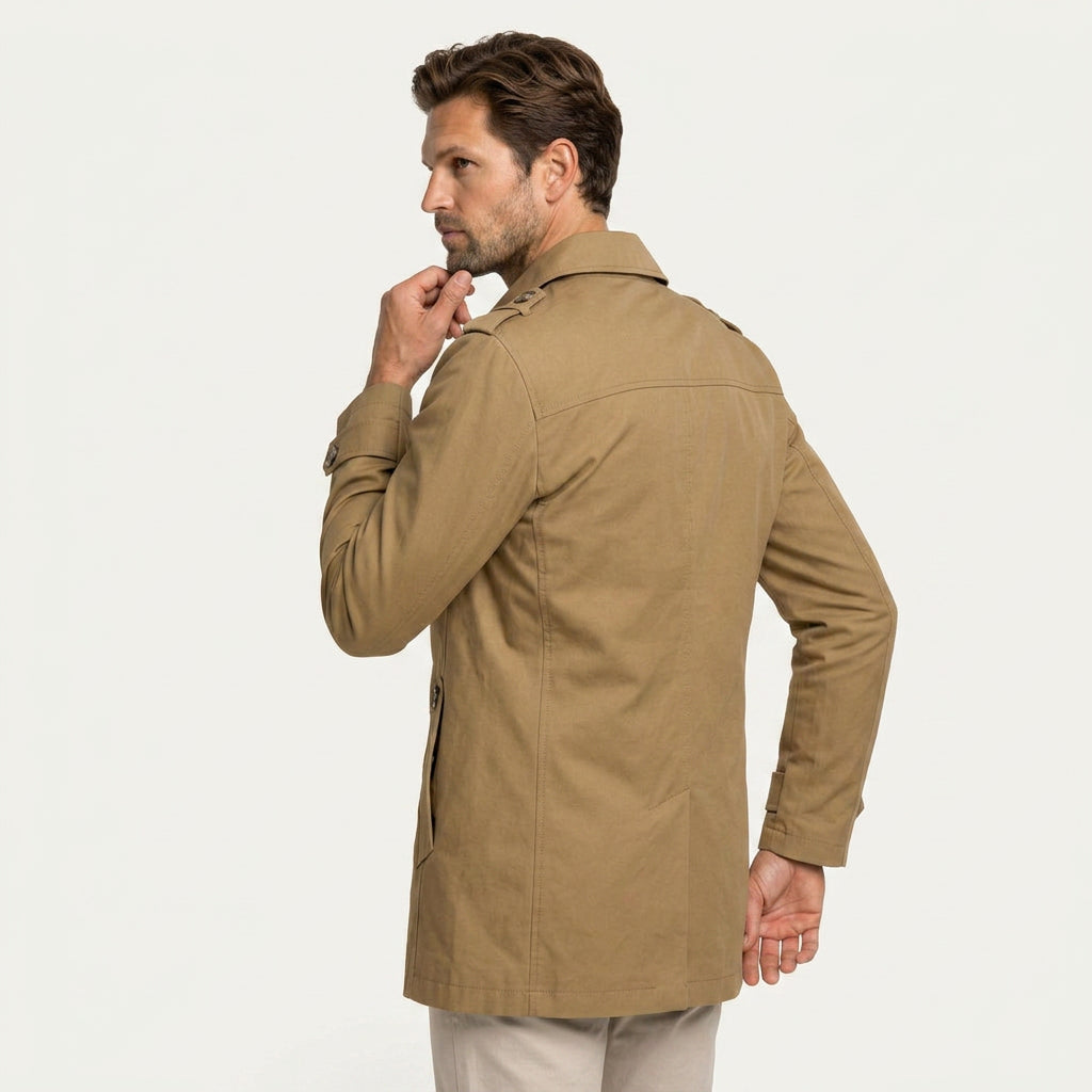 Trench Homme Mi-Long à Boutonnage Simple
