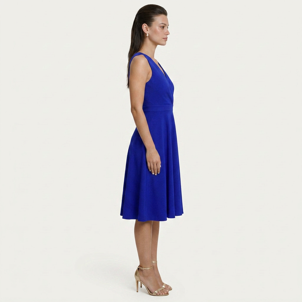 Robe Midi Femme Sans Manches Col Croisé