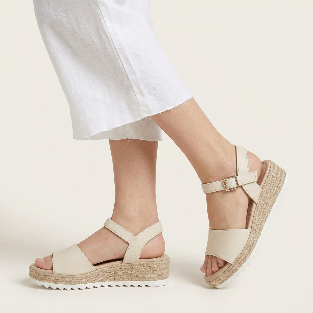 Sandales Compensées Femme Espadrille Bride Boucle