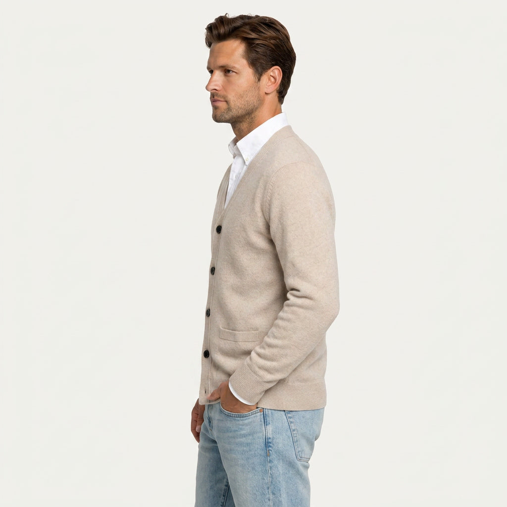 Gilet Homme en Maille Col V Boutonné
