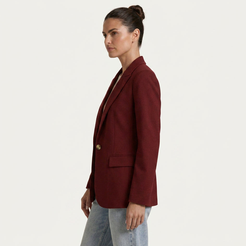 Blazer Femme Long à Bouton Unique