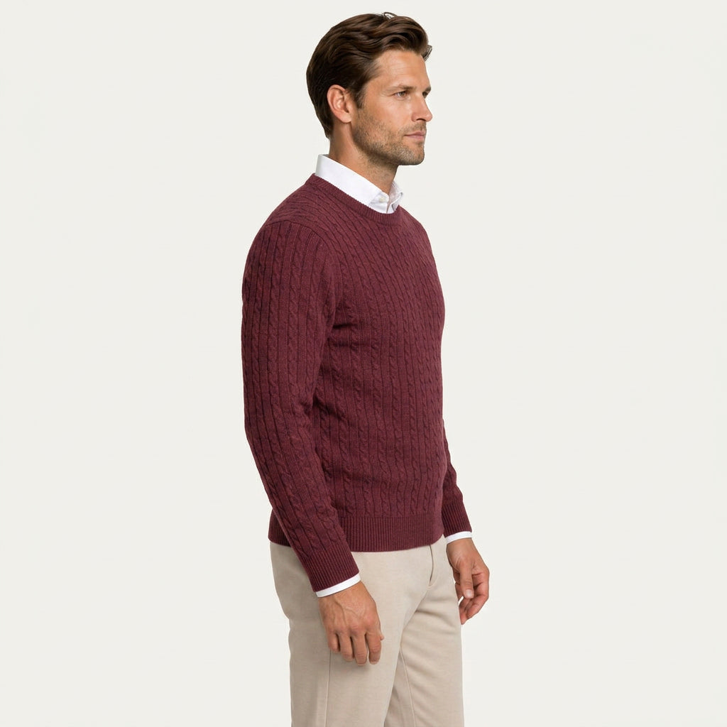 Pull Col Rond Homme en Maille Torsadée