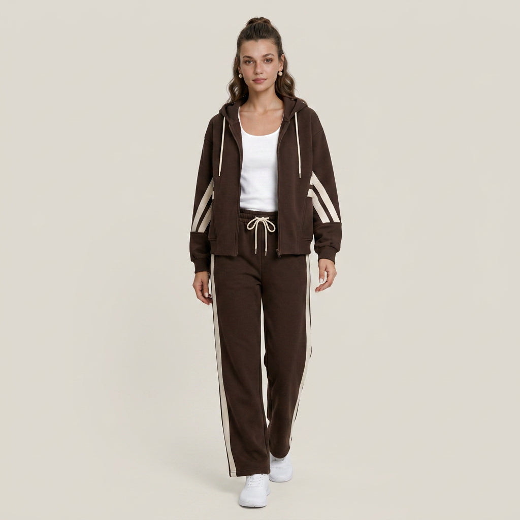 Ensemble Survêtement Femme Capuche Zippée Pantalon Large