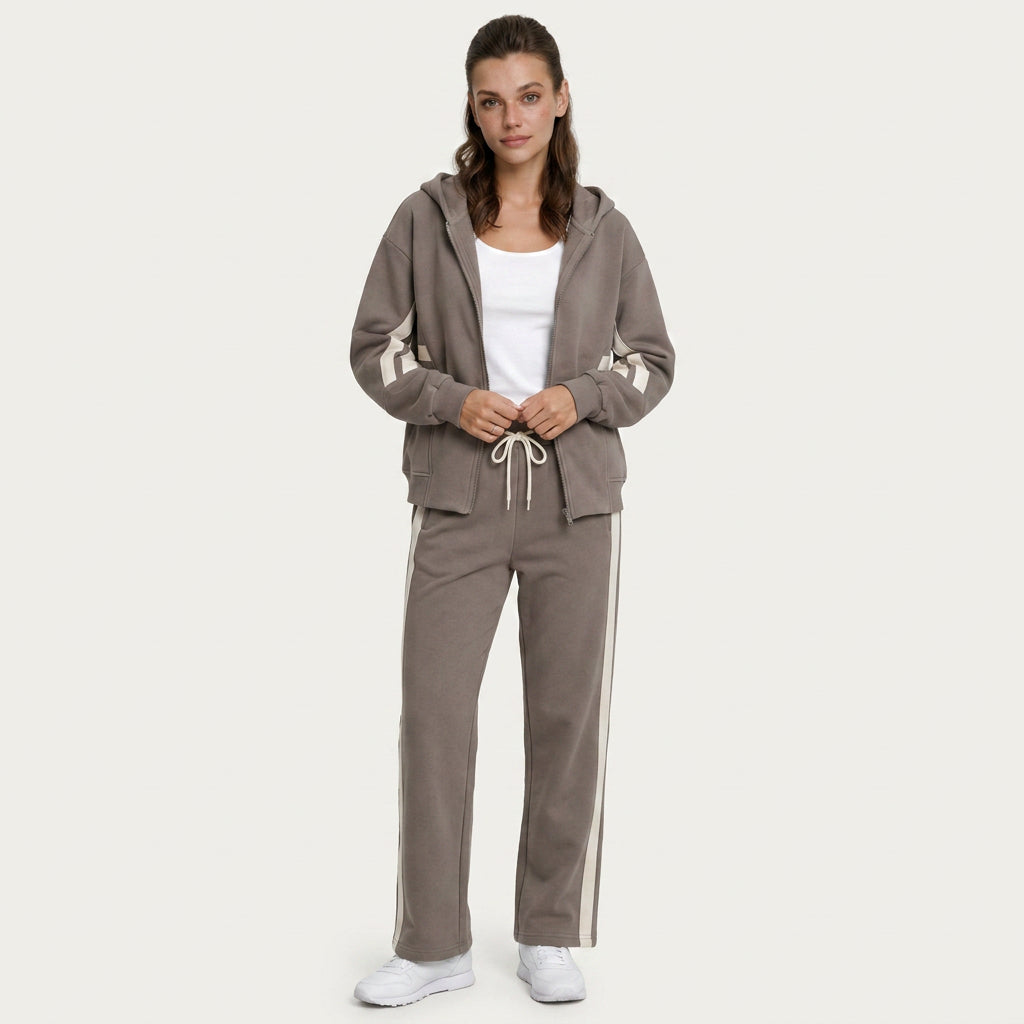 Ensemble Survêtement Femme Capuche Zippée Pantalon Large