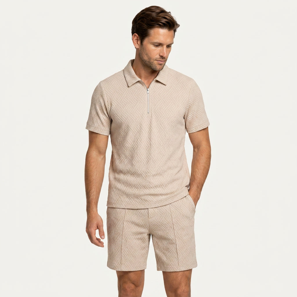 Ensemble Homme Polo Zippé Short Texturé