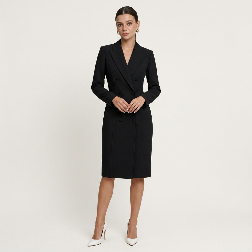 Robe Blazer Midi Femme Croisée Coupe Ajustée
