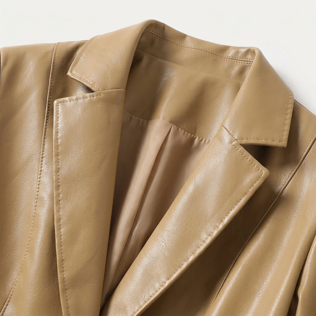 Blazer Femme Effet Cuir Cintré