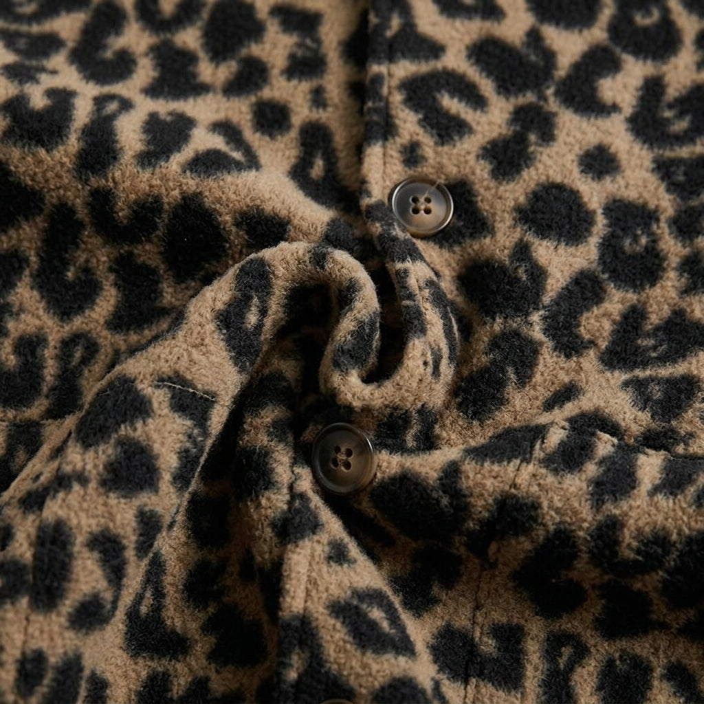 Veste Léopard Femme à Boutons