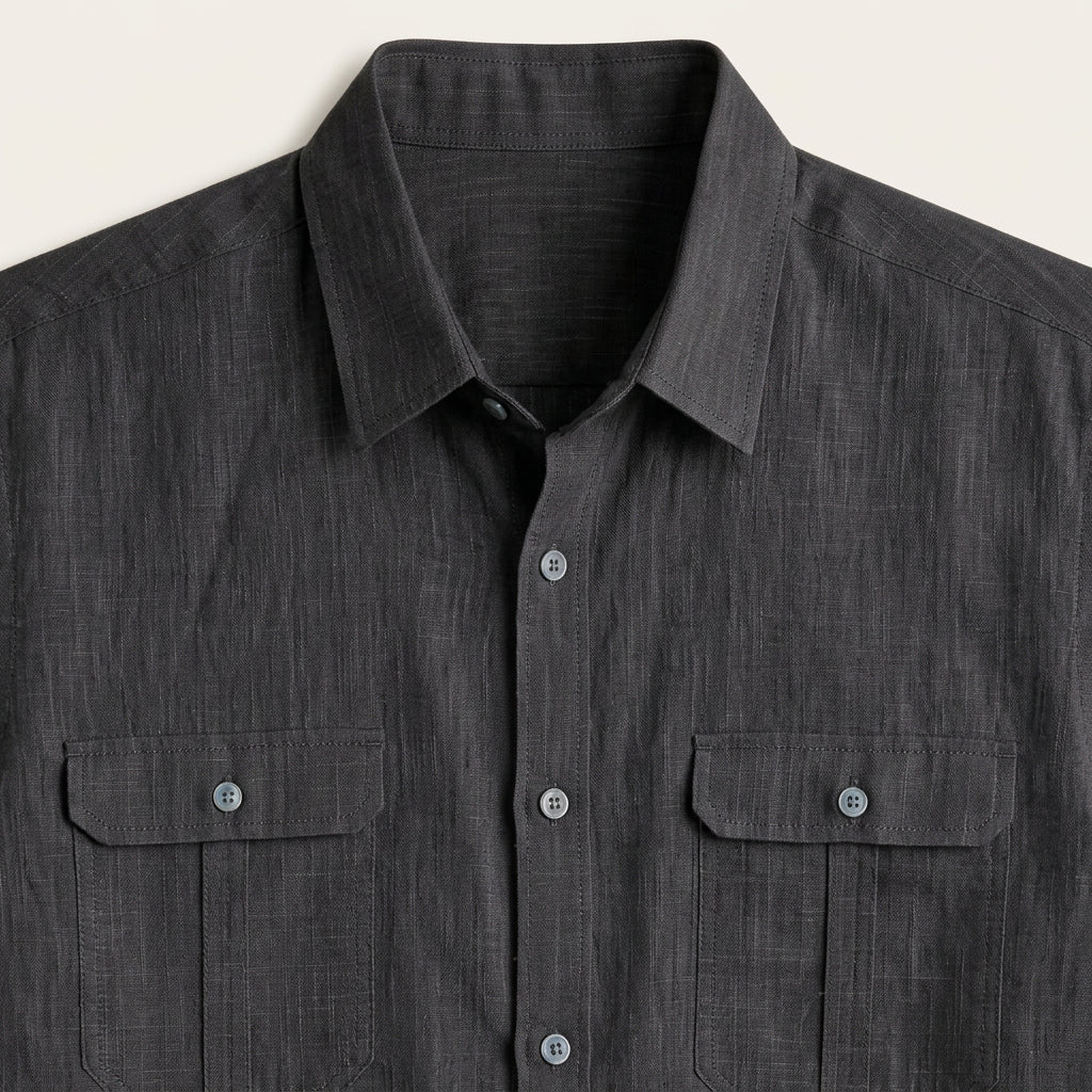 Chemise Homme Manches Courtes Doubles Poches À Rabat