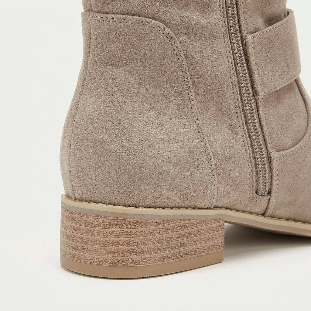Bottines Femme Effet Daim à Talon Bas