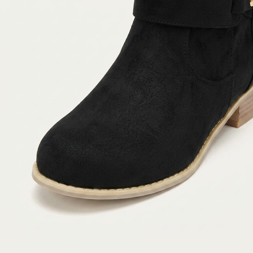 Bottines Femme Effet Daim à Talon Bas