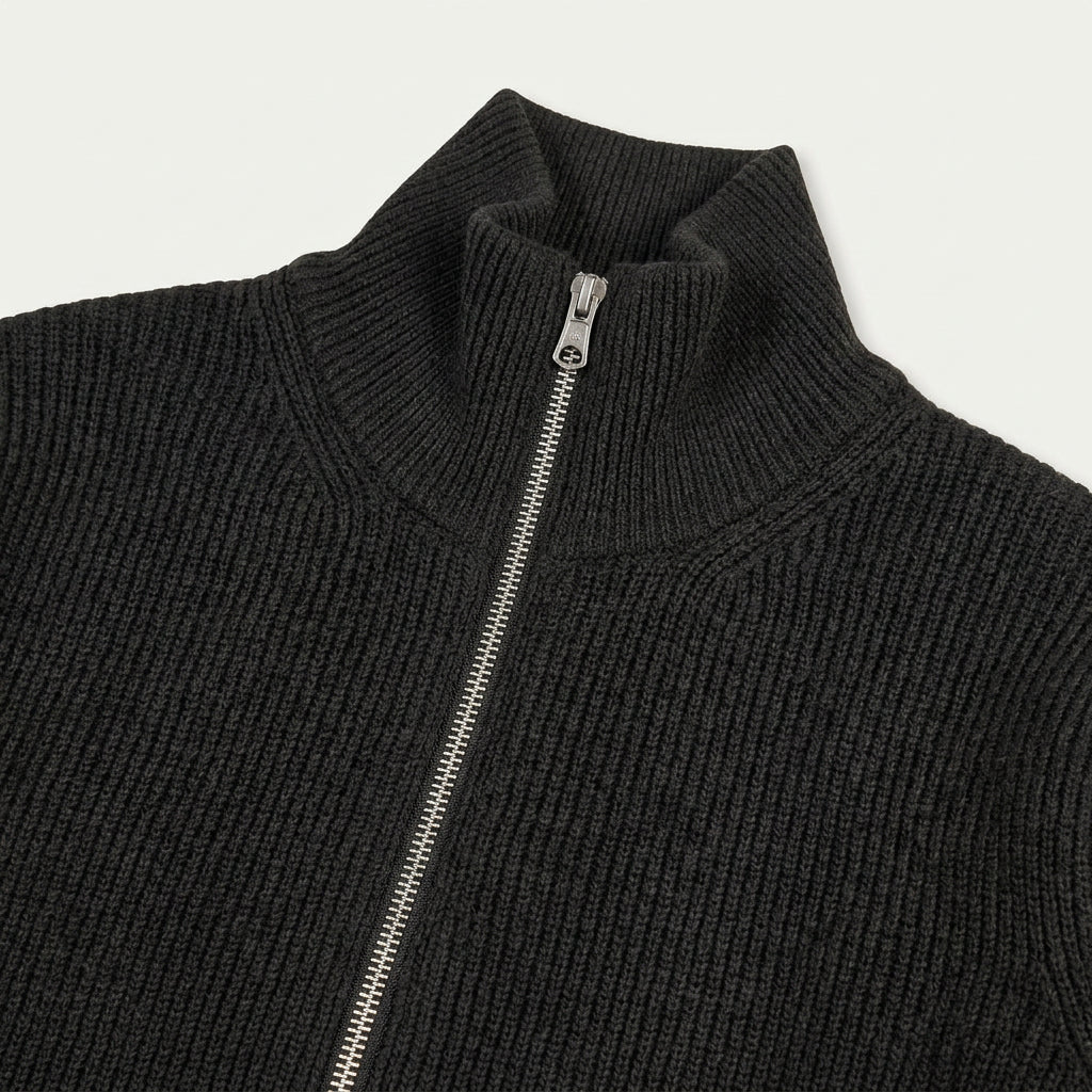 Gilet Homme Zippé en Maille Col Montant