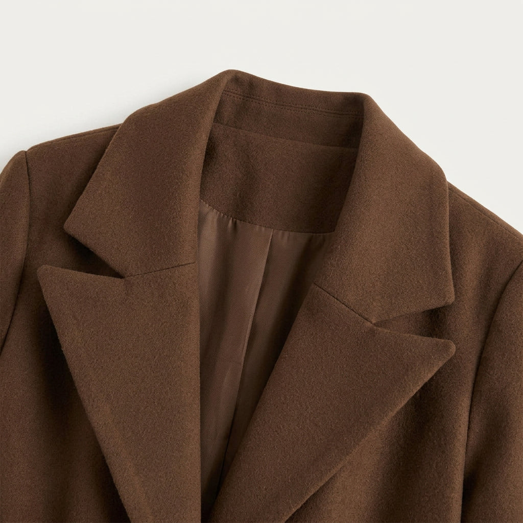 Manteau Long Femme à Revers Cintré
