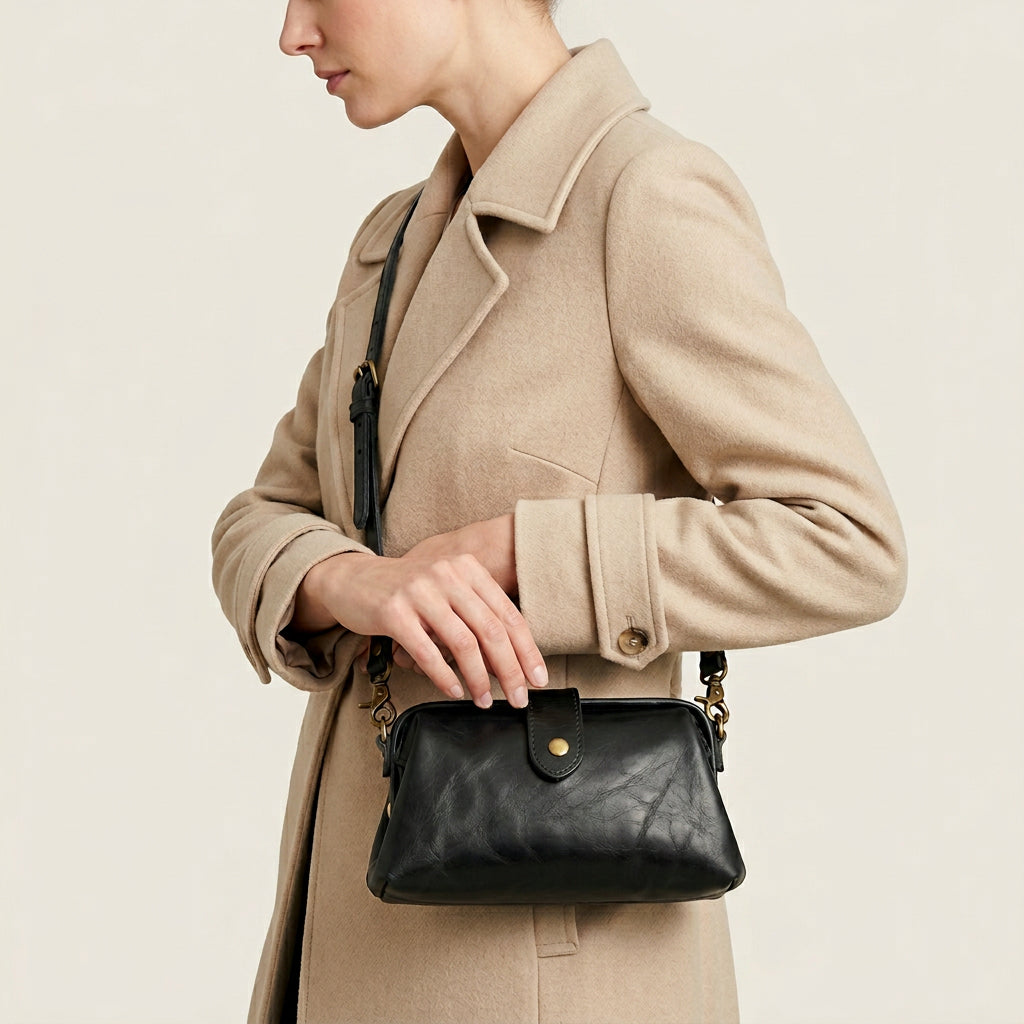 Sac Bandoulière Femme Vintage Rigide Réglable