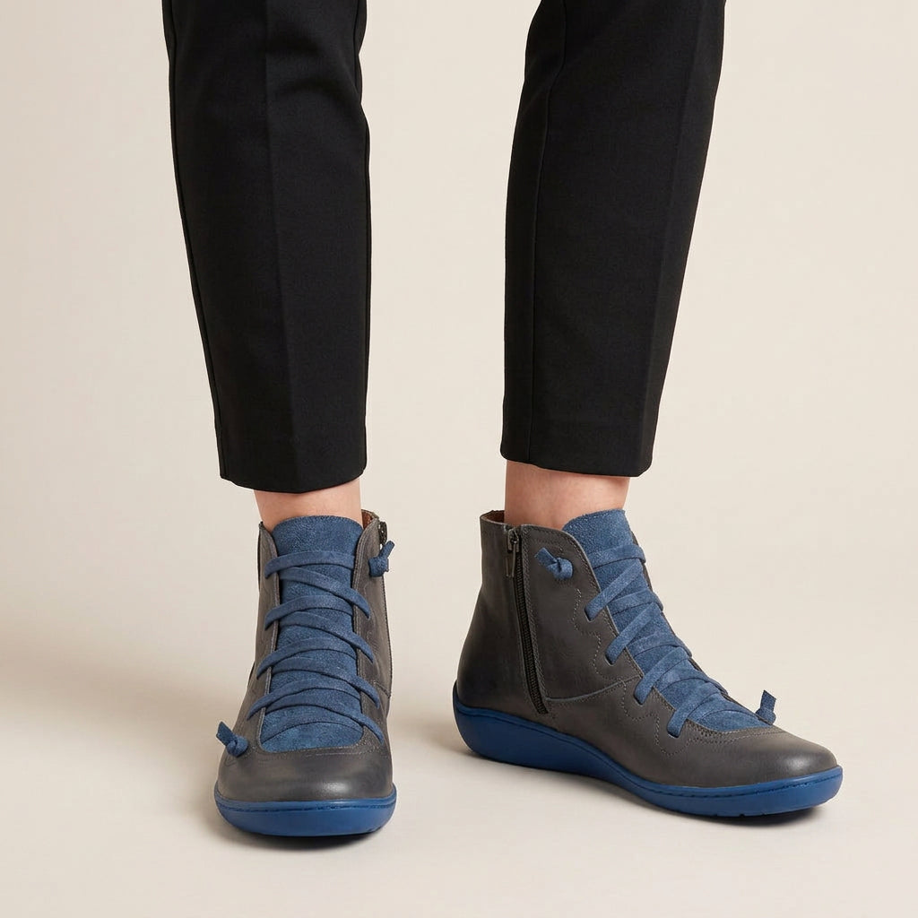 Bottines à Lacets Femme à Talon Compensé