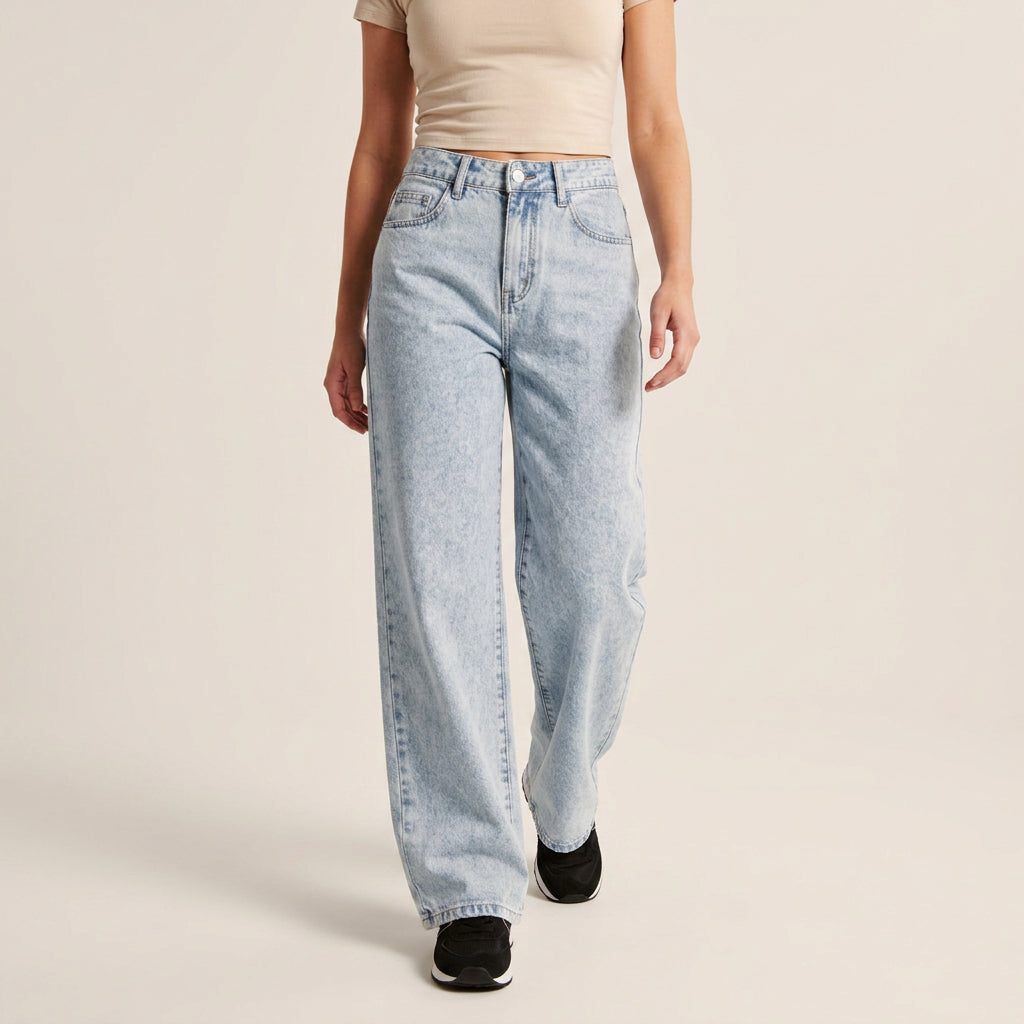 Jean Large Femme Taille Haute Vintage