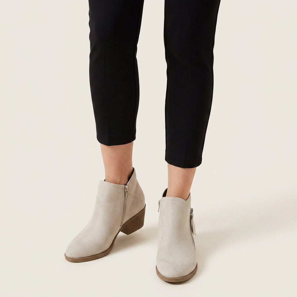 Bottines Femme à Talon Bas et Fermeture Zippée