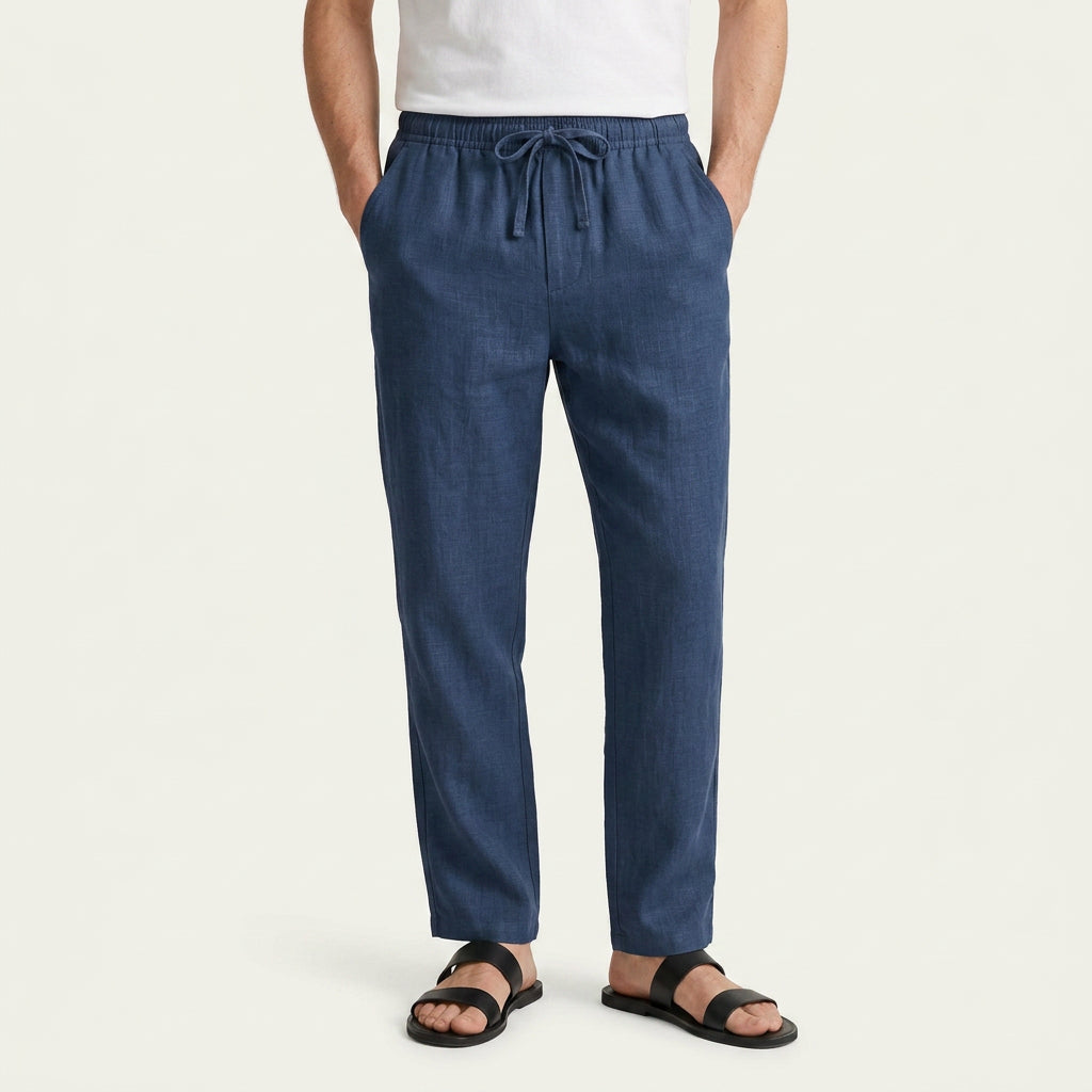 Pantalon Homme Droit Taille Élastique Cordon