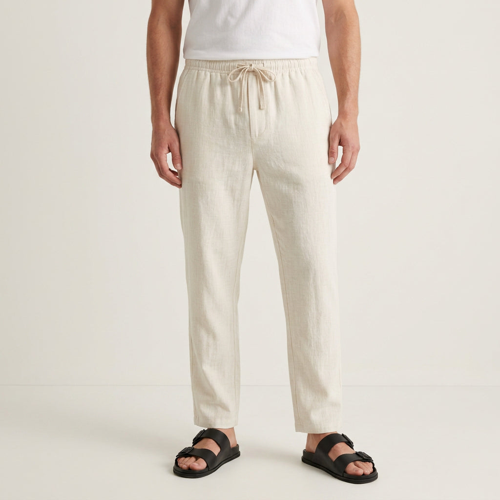 Pantalon Homme Droit Taille Élastique Cordon